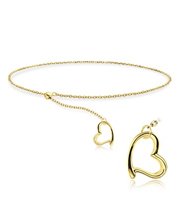 Gold Plated Lovely Heart Silver Bracelet BRS-447-GP